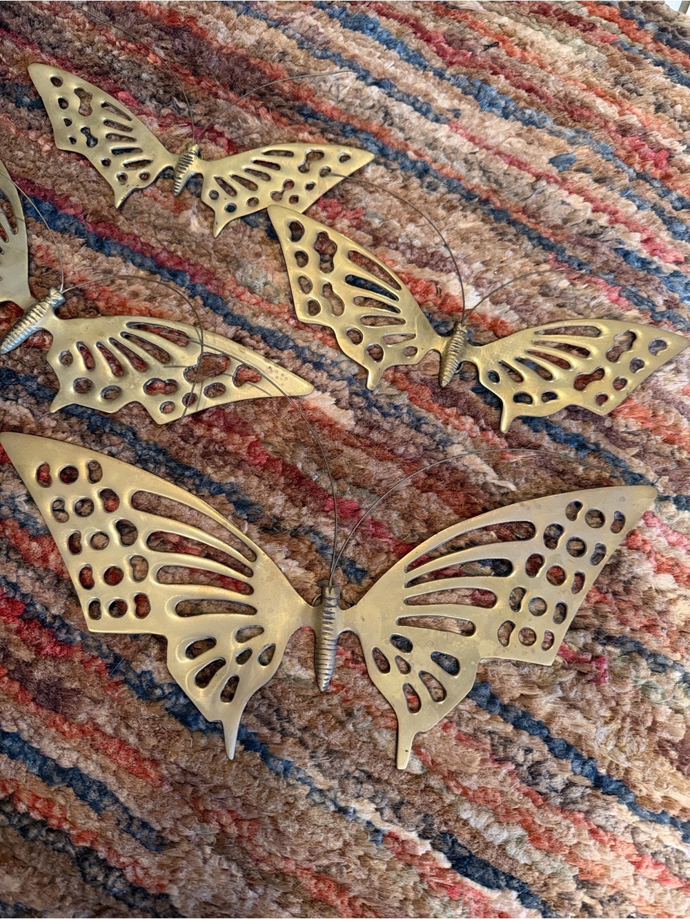 Vintage Brass MCM Set of 4 Wall Butterflies - Picture 2 of 6